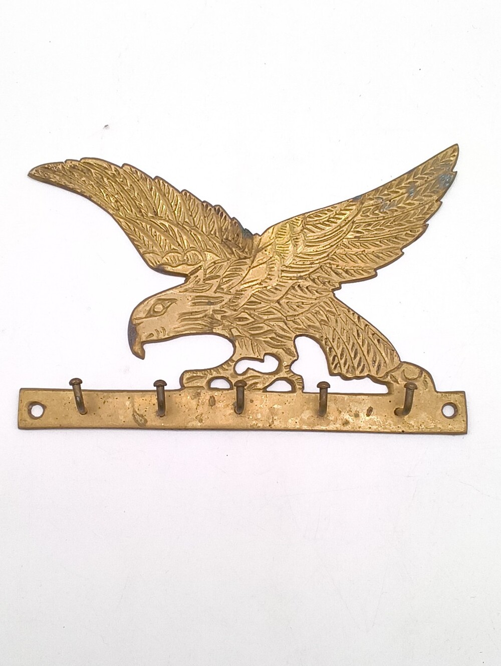 Vintage Solid Brass Eagle Wall Key Hook Rack Holder With 5 Hooks
